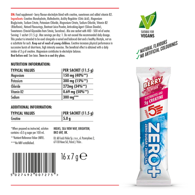 HIGH 5 ZERO+ Creatine HYDRATING STICK (11,5g) czerwone owoce