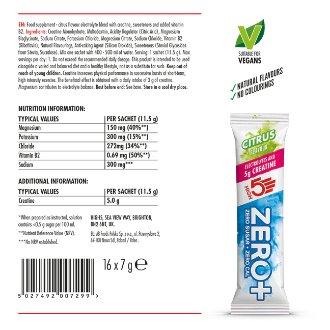 HIGH 5 ZERO+ Creatine HYDRATING STICK (11,5g) Lemon