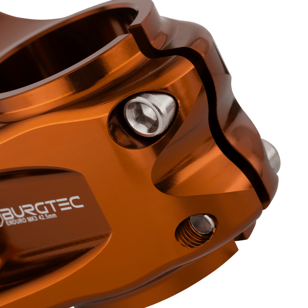 Potence BURGTEC ENDURO MK3 Bronze — détail du serrage du pivot