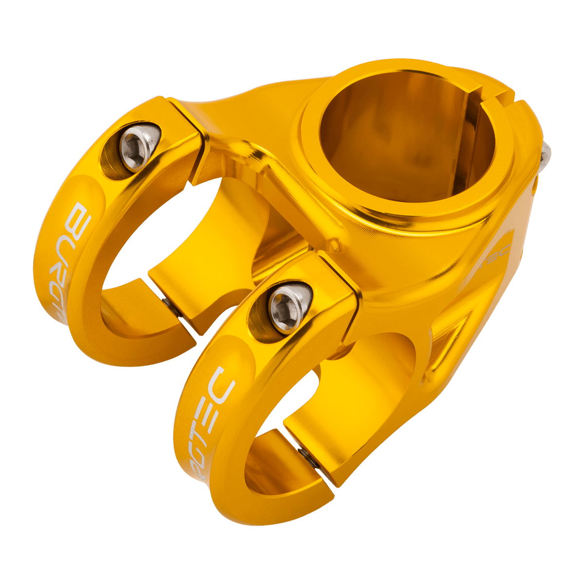 Potence BURGTEC ENDURO MK3 Or — vue de dessus en trois quarts