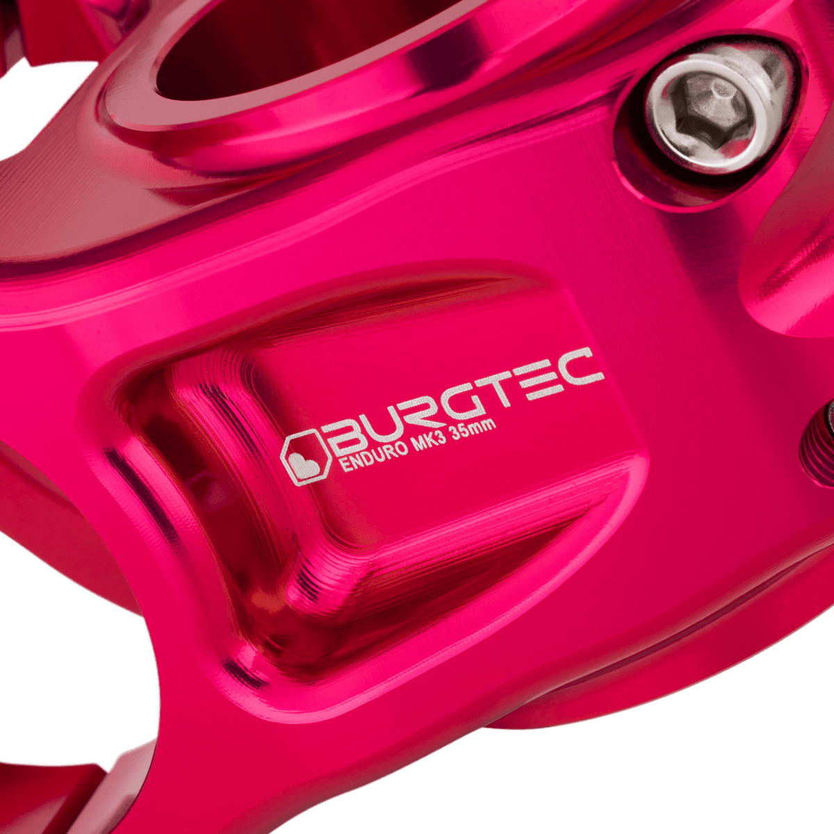 Potence BURGTEC ENDURO MK3 Rose — détail du corps usiné