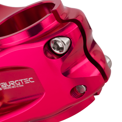 Potence BURGTEC ENDURO MK3 Rose — détail du serrage du pivot