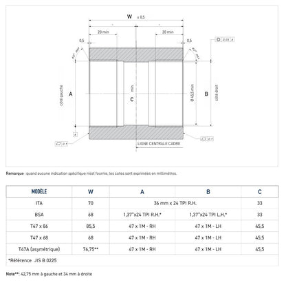 Boîtier de Pédalier Externe CAMPAGNOLO QCK-TECH BSA/BSC 68mm