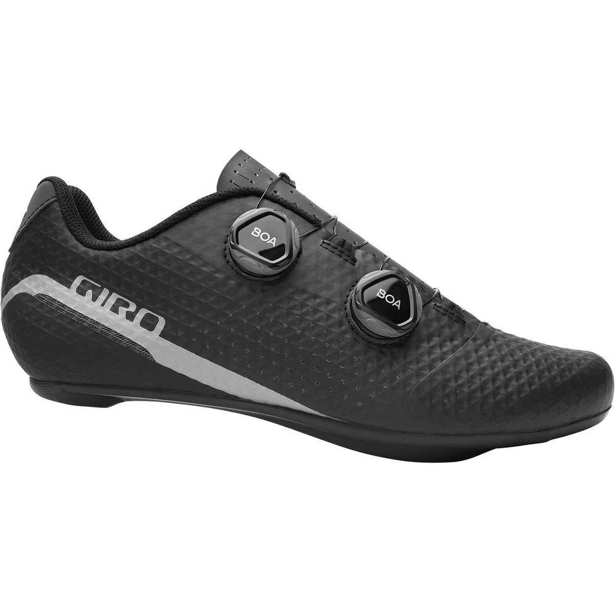 Chaussures Route GIRO REGIME Noir — profil extérieur sur fond blanc