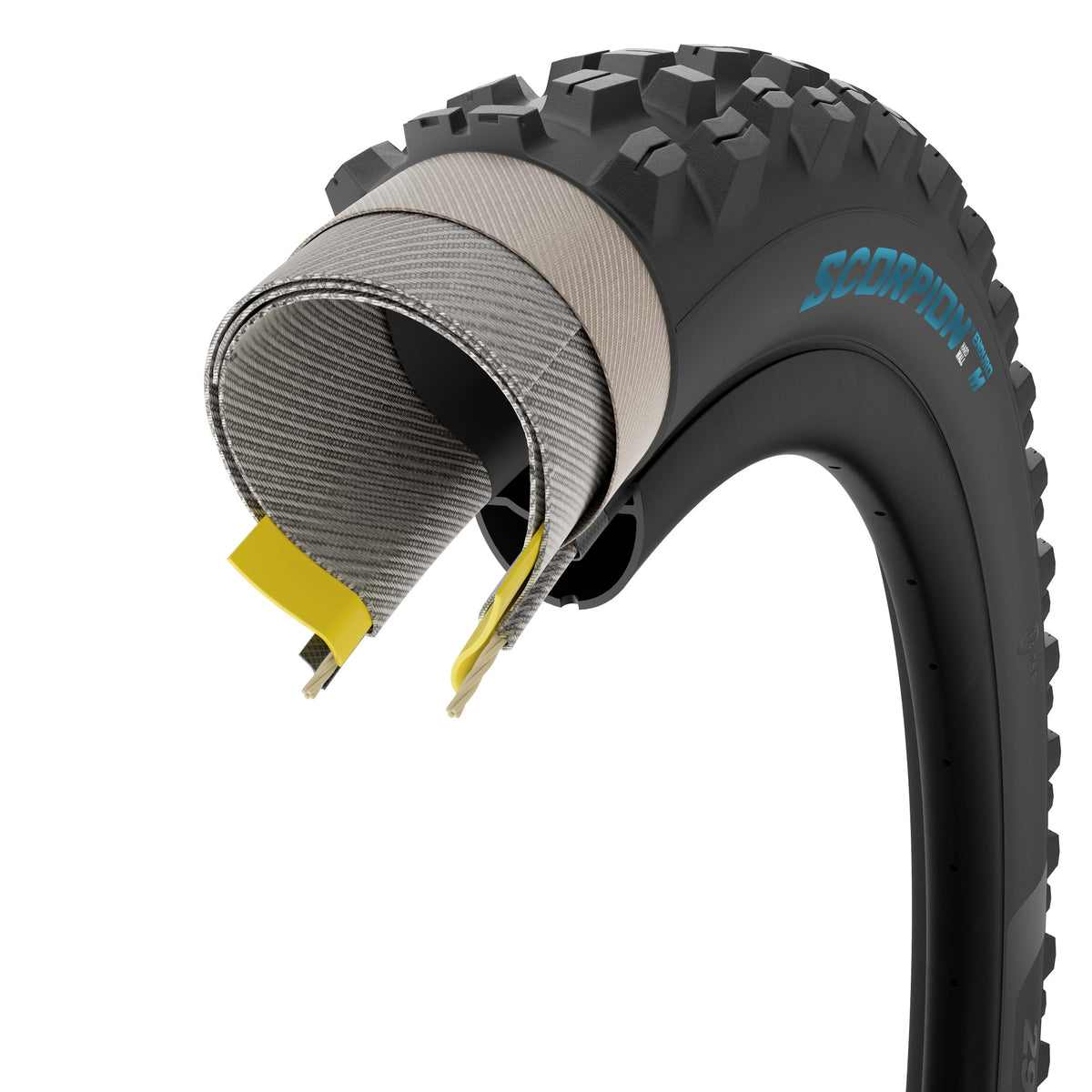 Pneu PIRELLI SCORPION ENDURO M COLOUR EDITION 29x2.40 HardWall Tubeless Ready Souple Noir/Turquoise Petronas