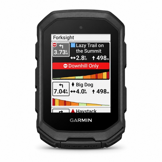 Compteur GPS GARMIN EDGE MTB — vue de face sur fond blanc