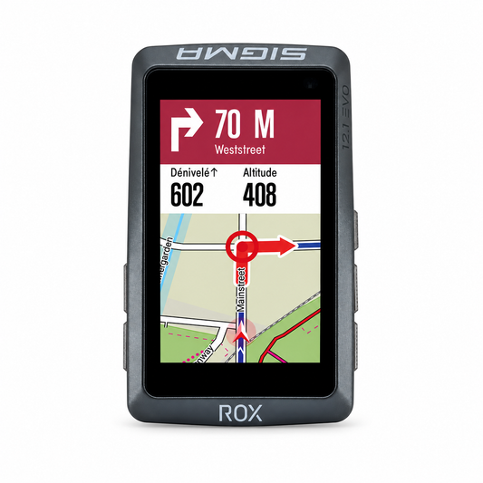 Compteur GPS SIGMA ROX 12.1 EVO Basic Noir — vue de face sur fond blanc