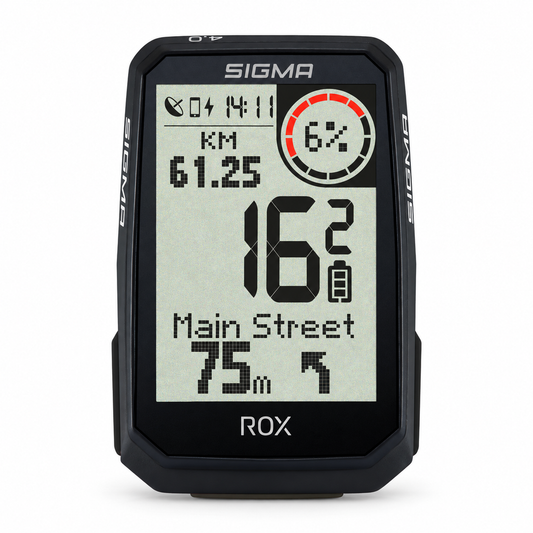 Compteur GPS SIGMA ROX 4.0 ENDURANCE Noir — vue de face sur fond blanc
