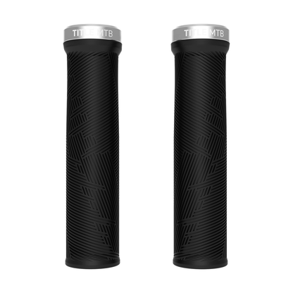 Grips Title MTB FORM Lock-On XL Noir à collier chromé - paire vue de face