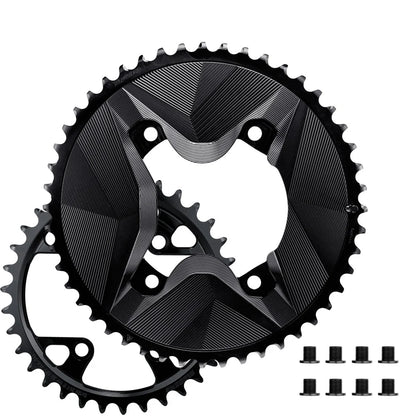 Paire de Plateaux 12V ALUGEAR AERO 110 BCD pour Shimano GRX Noir