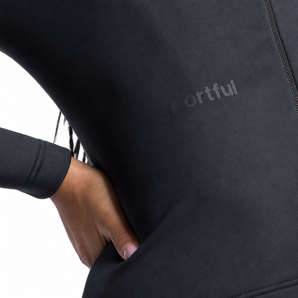 Veste SPORTFUL CLASSIC 2 Femme Noir, détail avant sur fond blanc