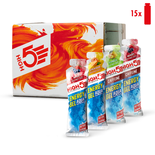Förpackning High5 ENERGY GEL Aqua (15x 66g) Blandade smaker