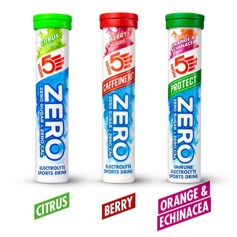 Pack 3x20 Pastilles HIGH5 ZERO VARIETY PACK Fruits Rouge Cafeine/Citron/Orange