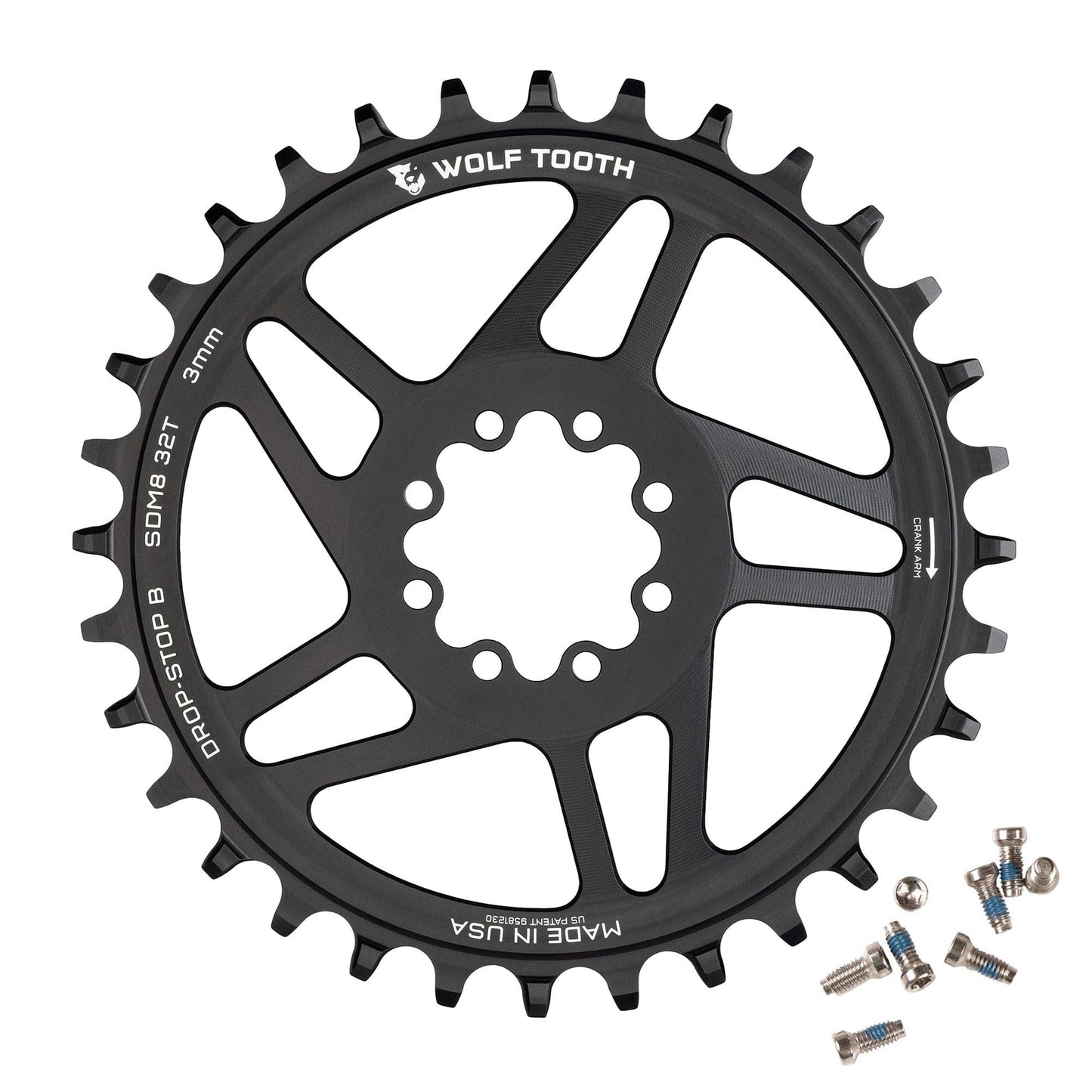 WOLF TOOTH 12V SRAM Direct Mount 8-bults Mono-kedjekrans Offset 3mm