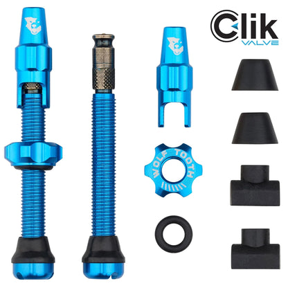 Lot de 2 Valves Tubeless WOLF TOOTH CLIK VALVE Bleu
