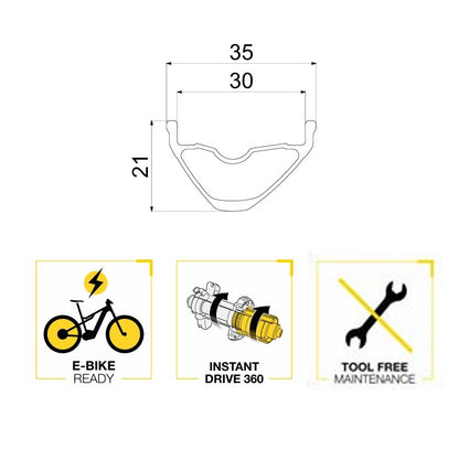 Roue Arrière MAVIC E-CROSSRIDE 1 27.5" 30mm 12x148mm Boost