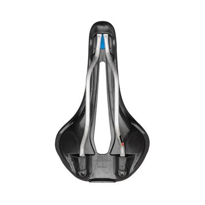 Selle SELLE ITALIA FLITE BOOST SUPERFLOW ENDURANCE L Rails Ti 316 Noir — vue de dessous et rails Ti316