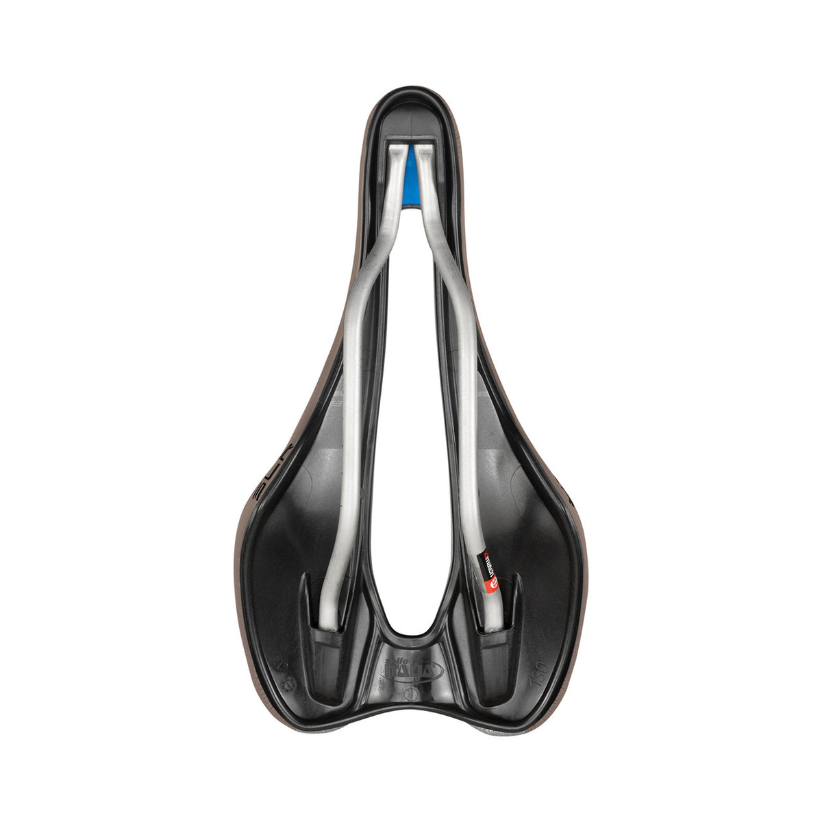Selle SELLE ITALIA SLR BOOST GRAVEL SUPERFLOW S Rails TI316 Marron — vue de dessous et rails Ti316 S3