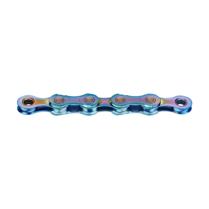 Chaîne 11V KMC X11 Bleu Aurore Ciré — photo produit sur fond blanc