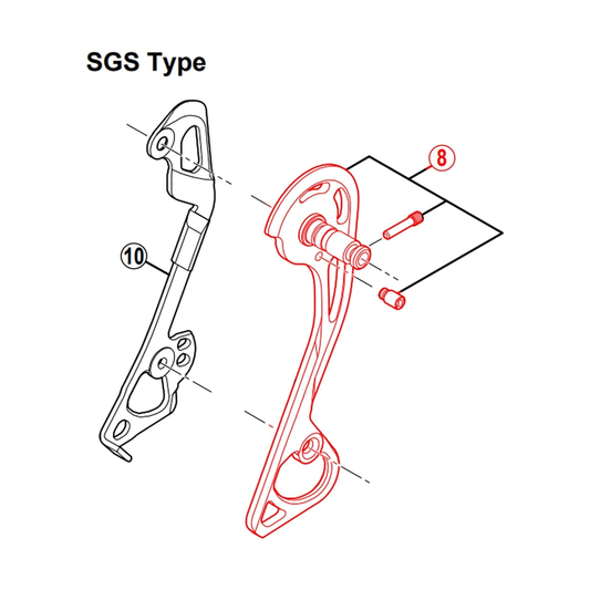 Chape de Dérailleur Arrière Externe Longue SHIMANO XT RD-M781-SGS — illustration d'origine cadrée sur fond blanc