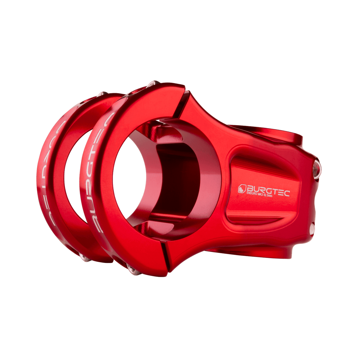 Potence BURGTEC ENDURO MK3 Rouge — vue principale sur fond blanc