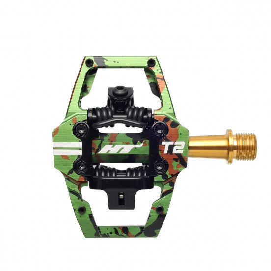 Pédales HT COMPONENTS ENDURO T2T Titane Vert Camo