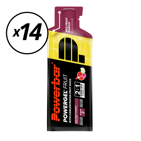 Zestaw 14 żeli energetycznych POWERBAR POWERGEL FRUIT (41 g) Czerwone owoce Krótki termin ważności