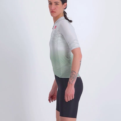 Maillot CASTELLI CLIMBER'S 2.0 W Femme Manches Courtes Gris/Vert