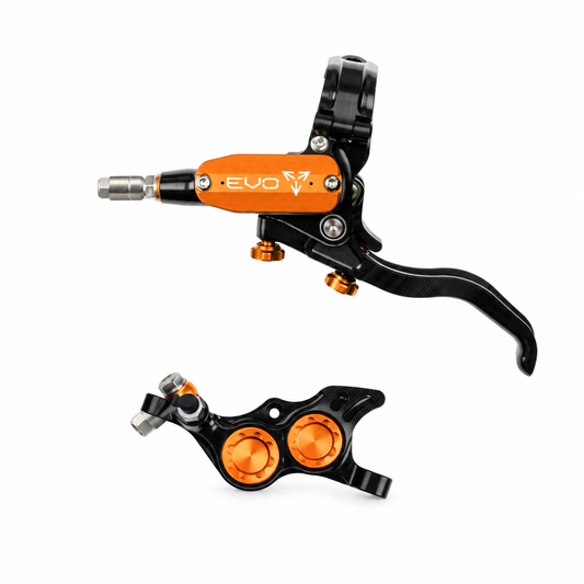 Frein HOPE TECH 4 EVO TR4 Noir/Orange — levier et étrier sur fond blanc