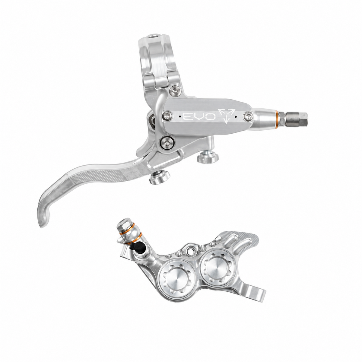 Frein HOPE TECH 4 EVO GR4 Argent/Argent — levier et étrier sur fond blanc