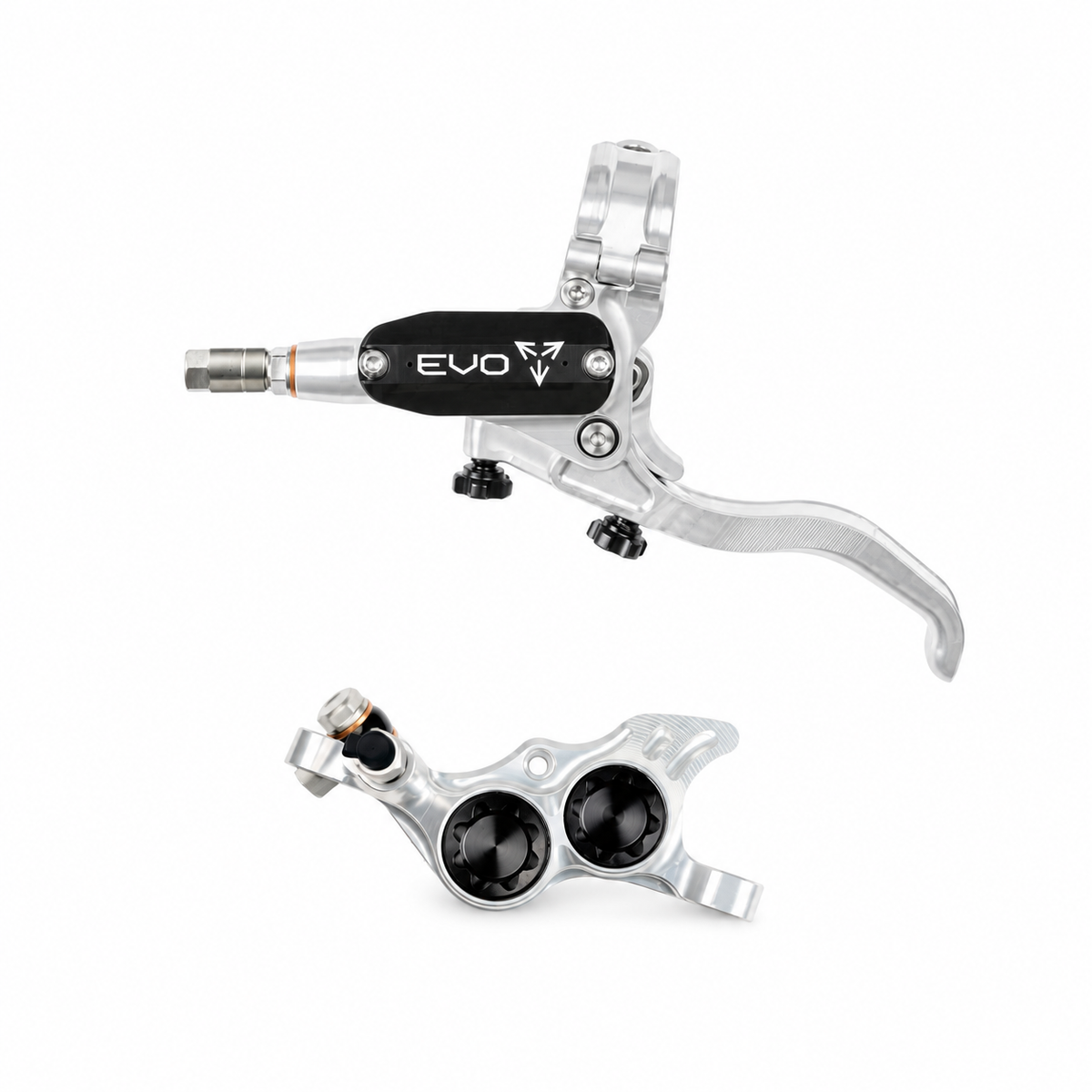 Frein HOPE TECH 4 EVO TR4 Argent/Noir — levier et étrier sur fond blanc