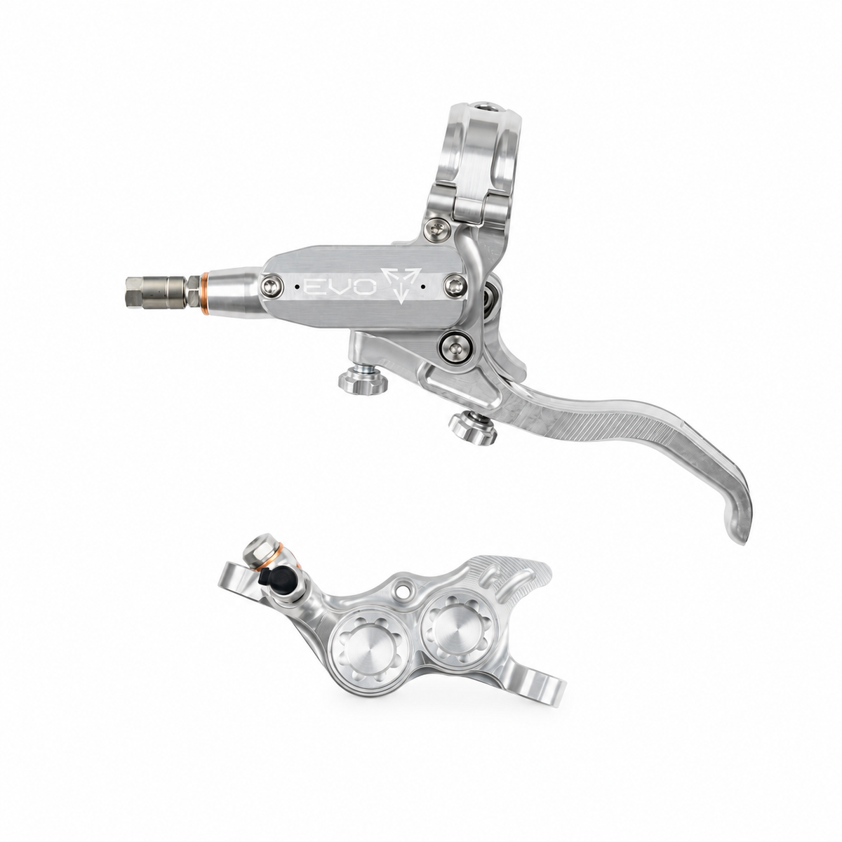 Frein HOPE TECH 4 EVO TR4 Argent/Argent — levier et étrier sur fond blanc