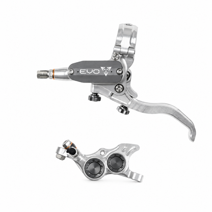 Frein HOPE TECH 4 EVO TR4 Argent/Fumé — levier et étrier sur fond blanc