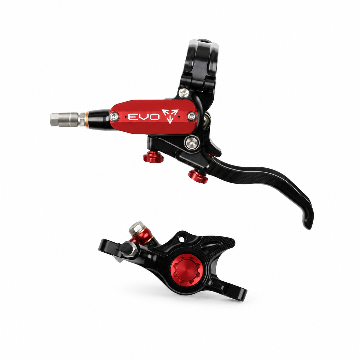 Frein HOPE TECH 4 EVO X2 PM Noir/Rouge — levier et étrier sur fond blanc