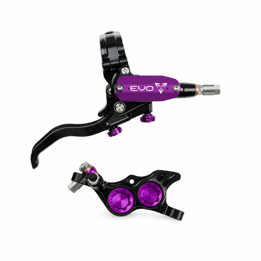Frein HOPE TECH 4 EVO TR4 Noir/Violet — levier et étrier sur fond blanc