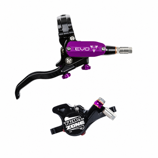 Frein HOPE TECH 4 EVO TRIAL ZONE N9 Violet — levier et étrier sur fond blanc