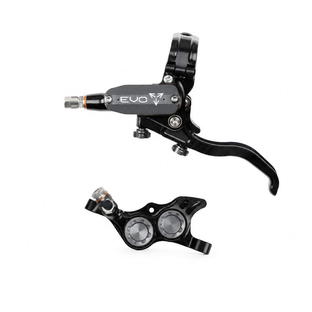 Frein HOPE TECH 4 EVO TR4 Noir/Fumé — levier et étrier sur fond blanc