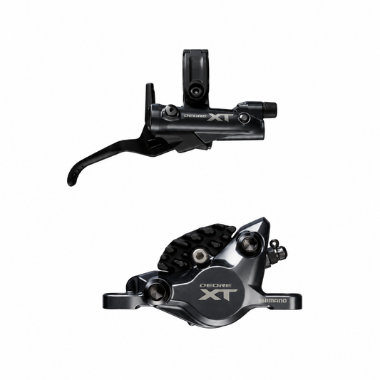 Frein SHIMANO XT M8200 XC 2 Pistons — levier et étrier sur fond blanc