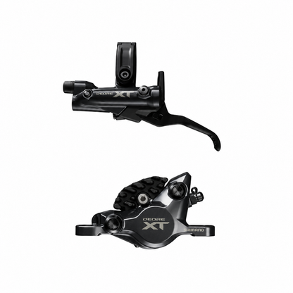 Frein SHIMANO XT M8200 XC 2 Pistons — levier et étrier sur fond blanc
