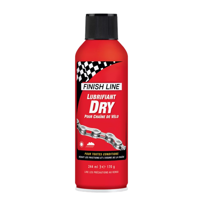 Lubrifiant pour Chaîne FINISH LINE DRY LUBE Teflon - Toutes Conditions – Aérosol (244ml)