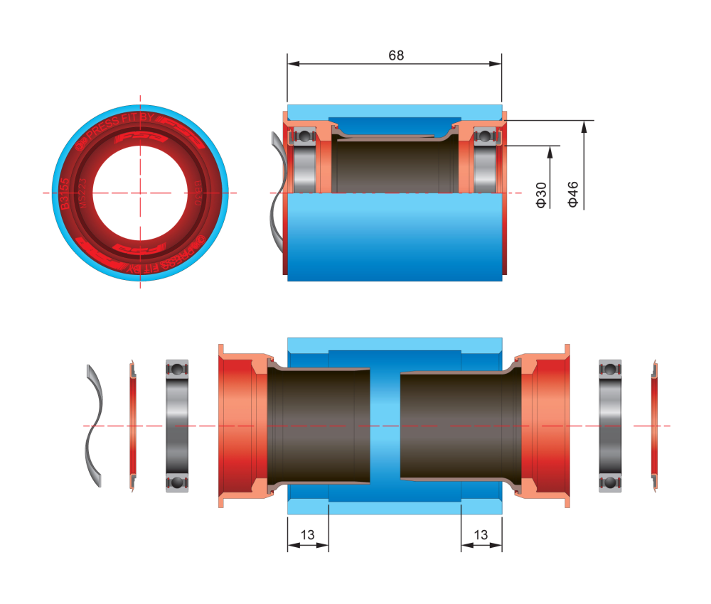 FSA PF30 BB30/BB386 kranksæt 30 mm 68-86,5 mm aksel