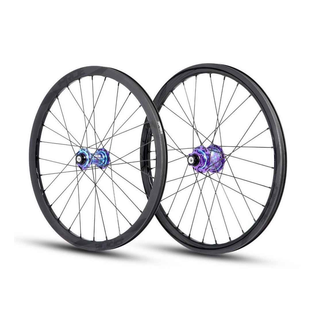 Paire de Roues PRIDE 20" (451mm) Carbone Wave Gloss Black Disc Matrix Axes 10/10mm Splash