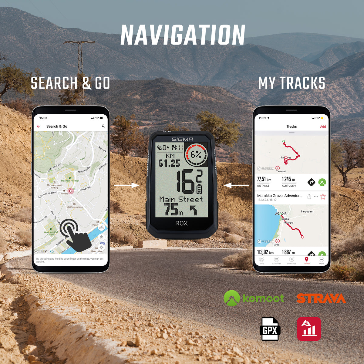 Compteur GPS SIGMA ROX 4.0 ENDURANCE Noir — navigation et synchronisation avec les applications