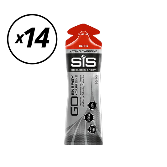 Zestaw 14 żeli z kofeiną SIS GO ISOTONIC ENERGY (60 ml) Czerwone owoce Krótki termin ważności